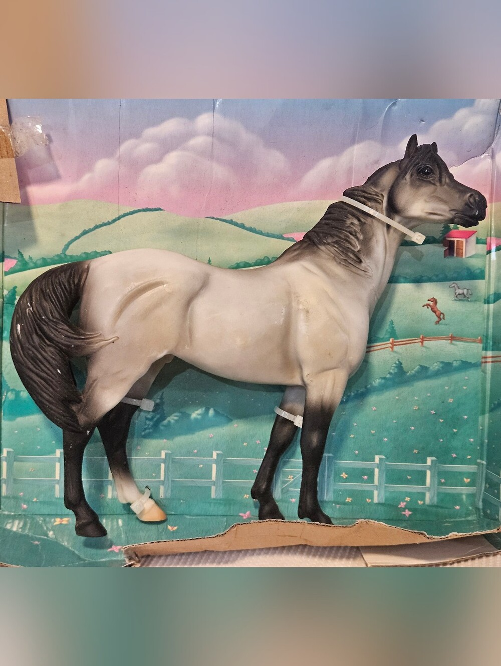 Blue Box Blue Ribbon Ranch Grullo Arabian Horse Model On Backer Card No Box